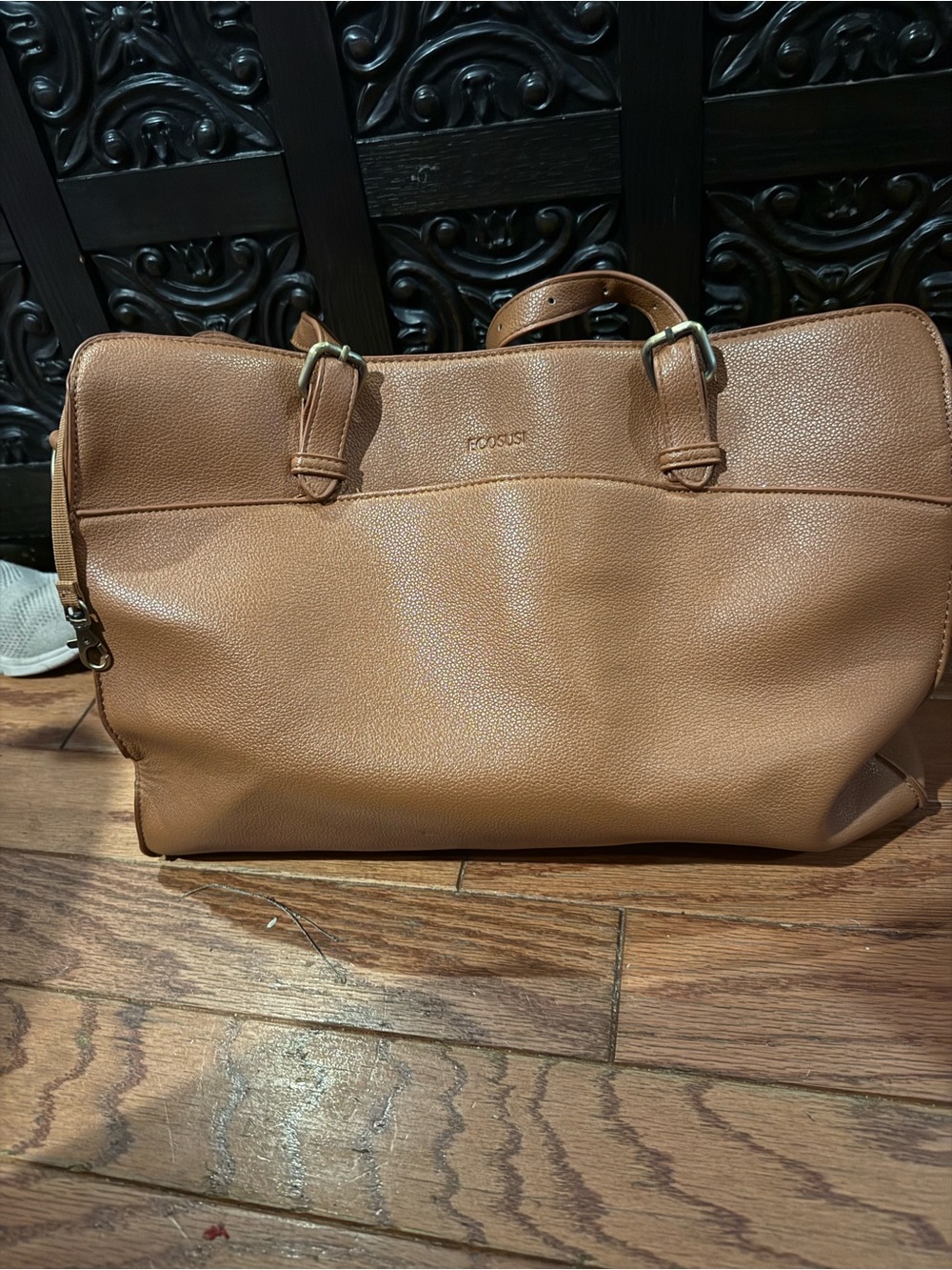 Ecosusi  Cognac Leather Duffel Bag